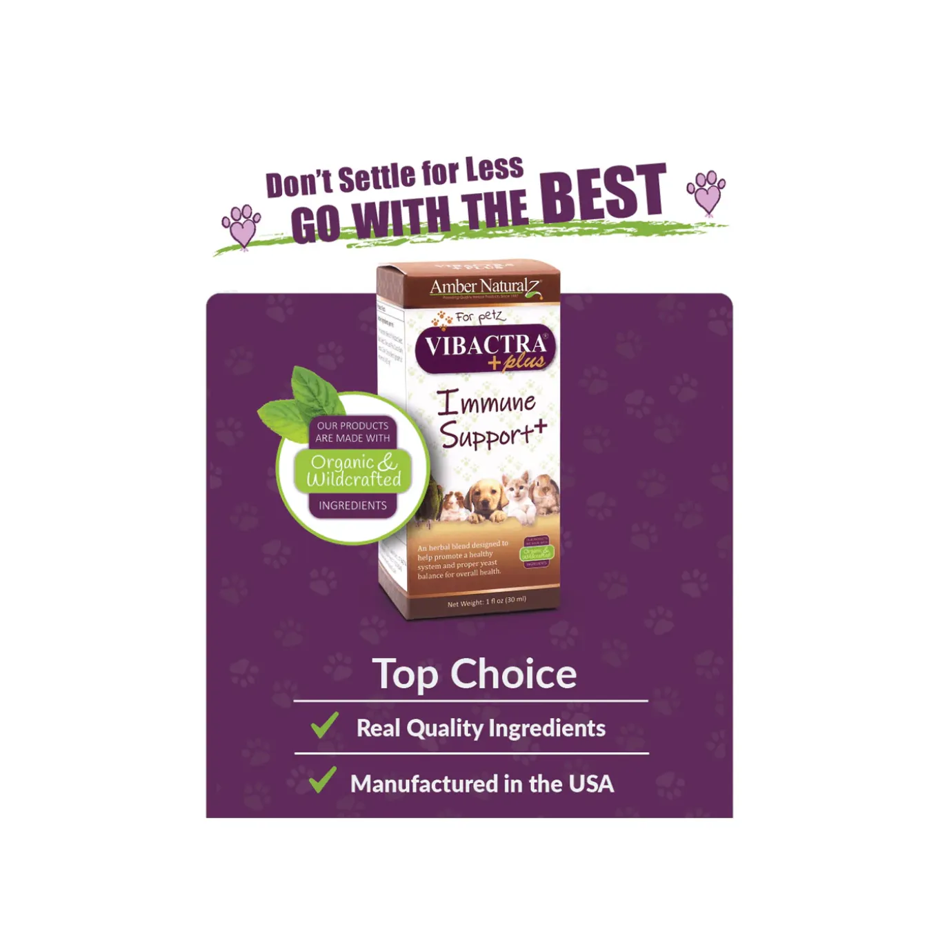 Amber Naturalz Vibactra Plus Immune Support Herbal Liquid Supplement for Dogs & Cats