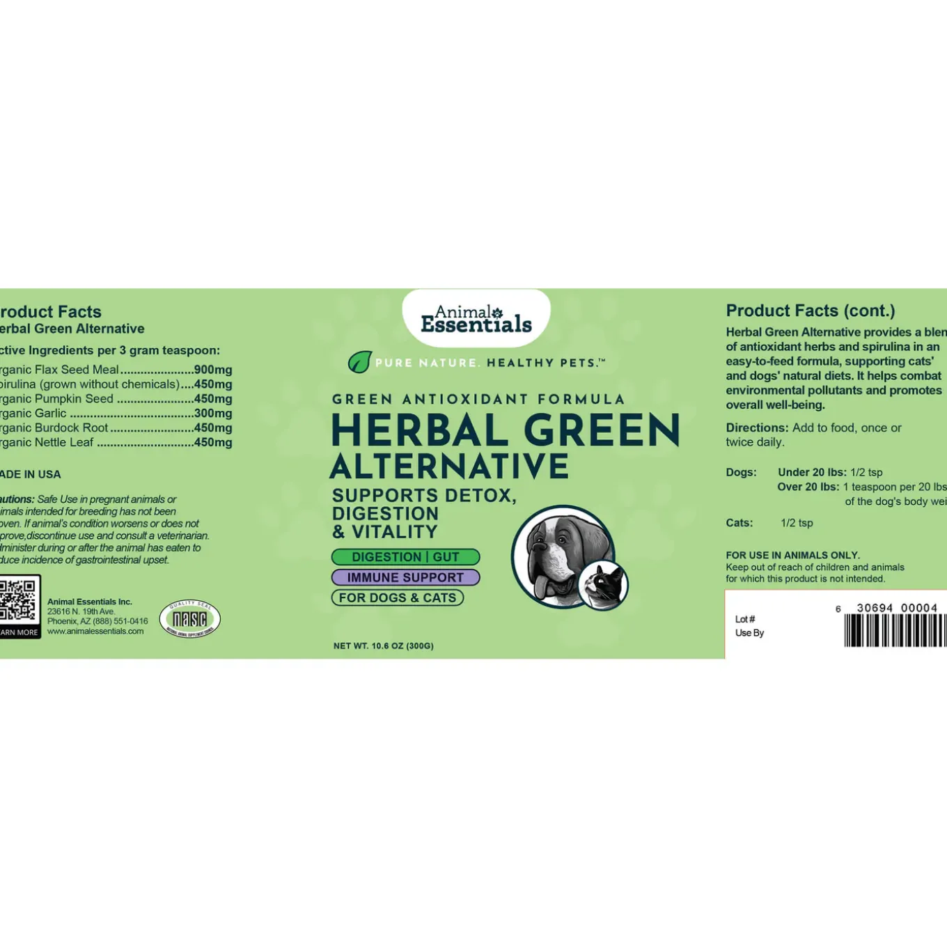 Animal Essentials Herbal Green Alternative Antioxidant Powder for Dogs & Cats