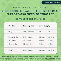 Animal Essentials Olive Leaf Herbal Extract Liquid for Dogs & Cats