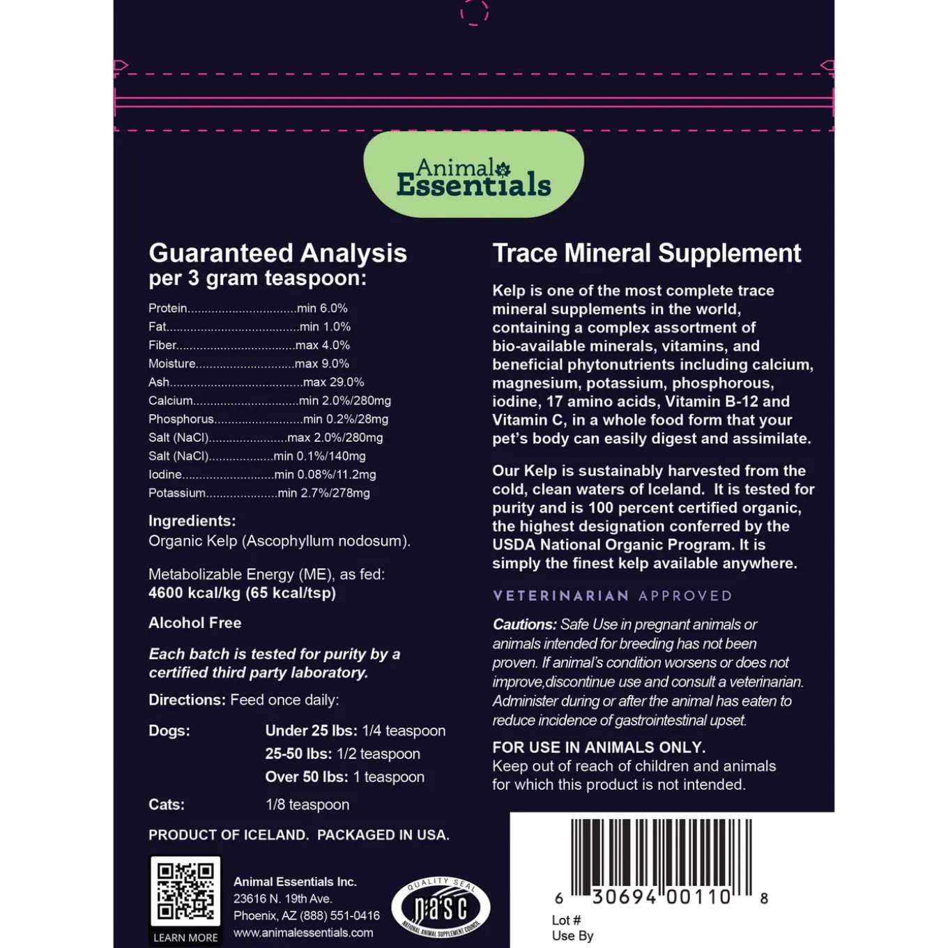 Animal Essentials Sea-Vital Supplement for Dogs & Cats