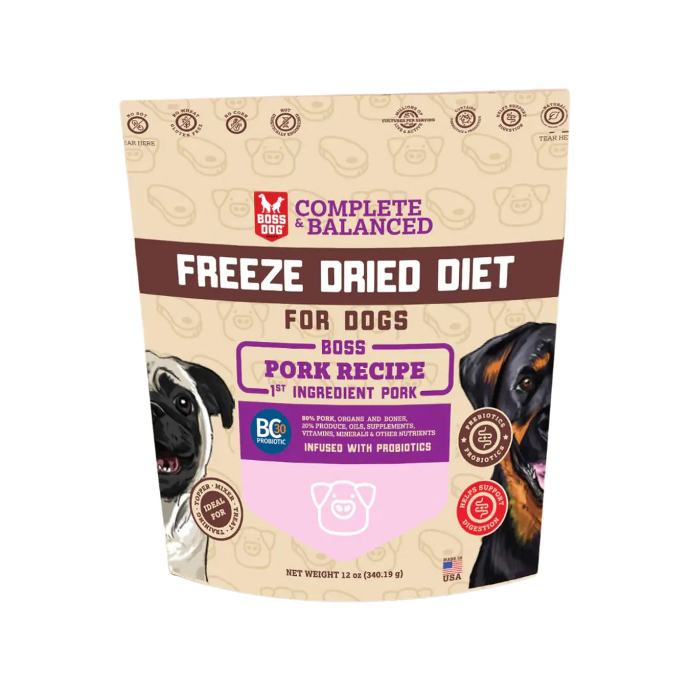Boss Dog Freeze Dried Dog Food & Topper with Probiotics