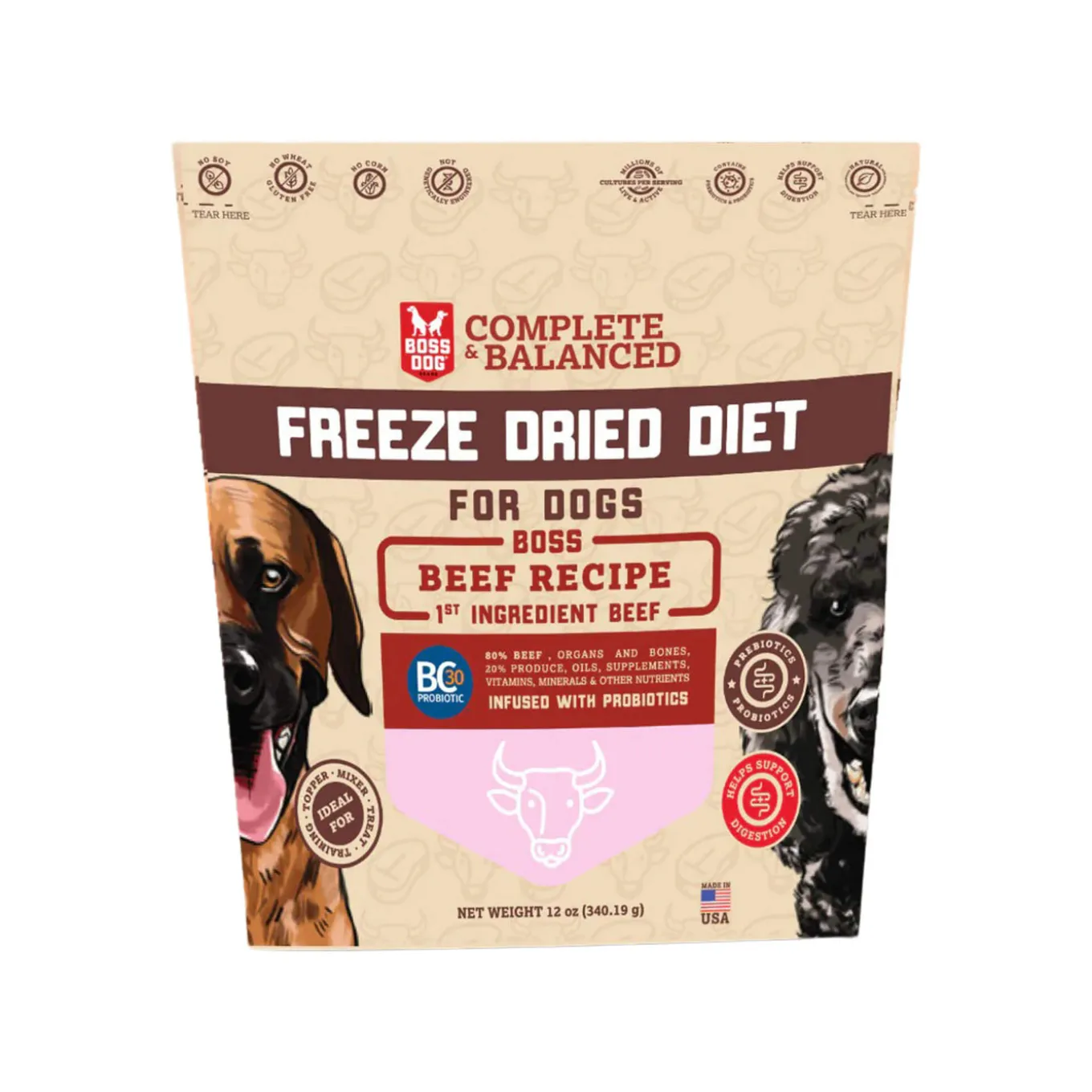 Boss Dog Freeze Dried Dog Food & Topper with Probiotics