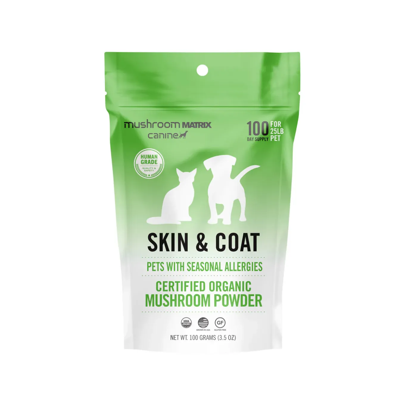 Canine Matrix Skin & Coat Organic Mushroom Allergy Support Supplement for Dogs & Cats