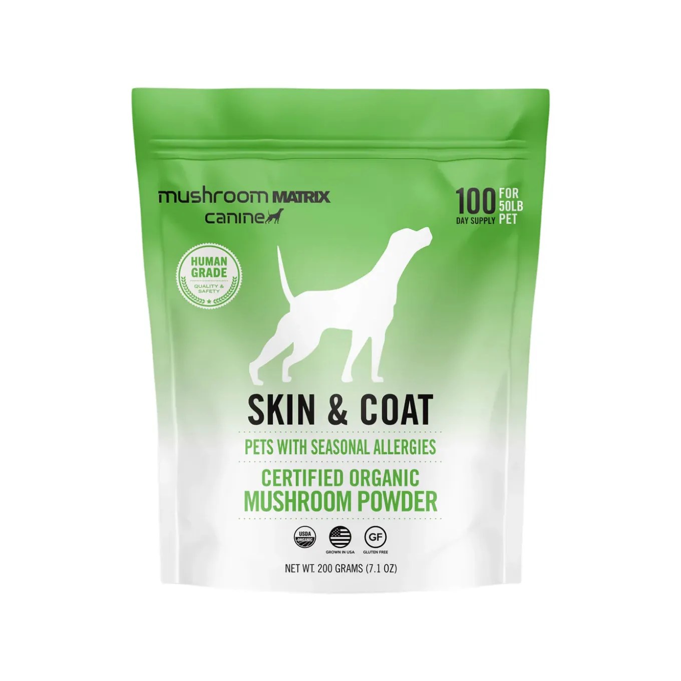 Canine Matrix Skin & Coat Organic Mushroom Allergy Support Supplement for Dogs & Cats