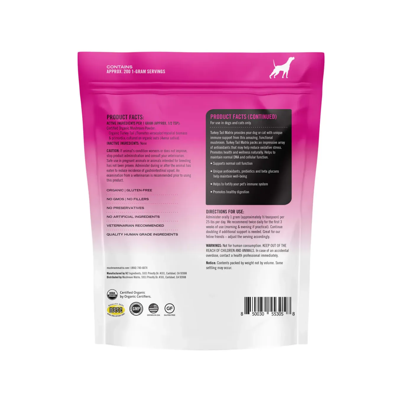 Canine Matrix Turkey Tail Organic Mushroom Holistic Supplement for Dogs