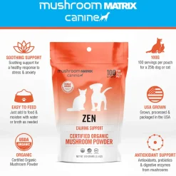 Canine Matrix Zen Organic Mushroom Calming Supplement for Dogs