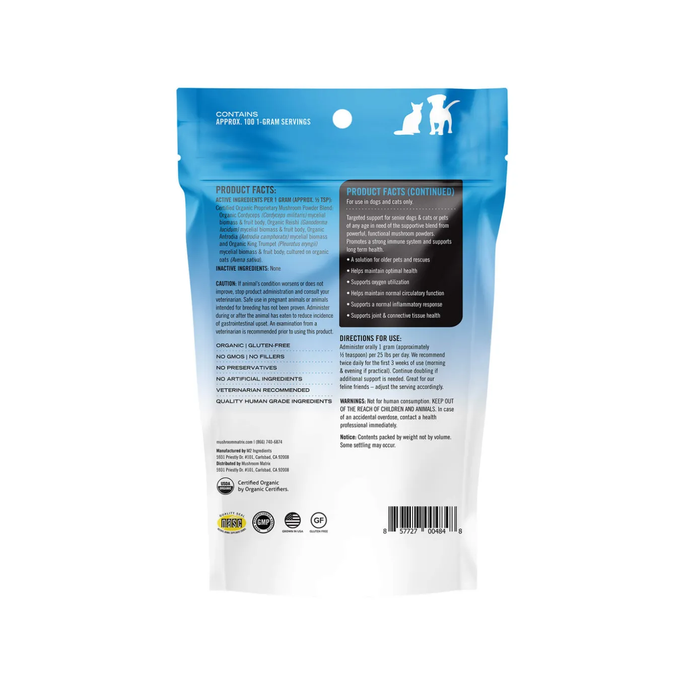 Canine Matrix MRM Recovery Organic Mushroom Senior Supplement for Dogs