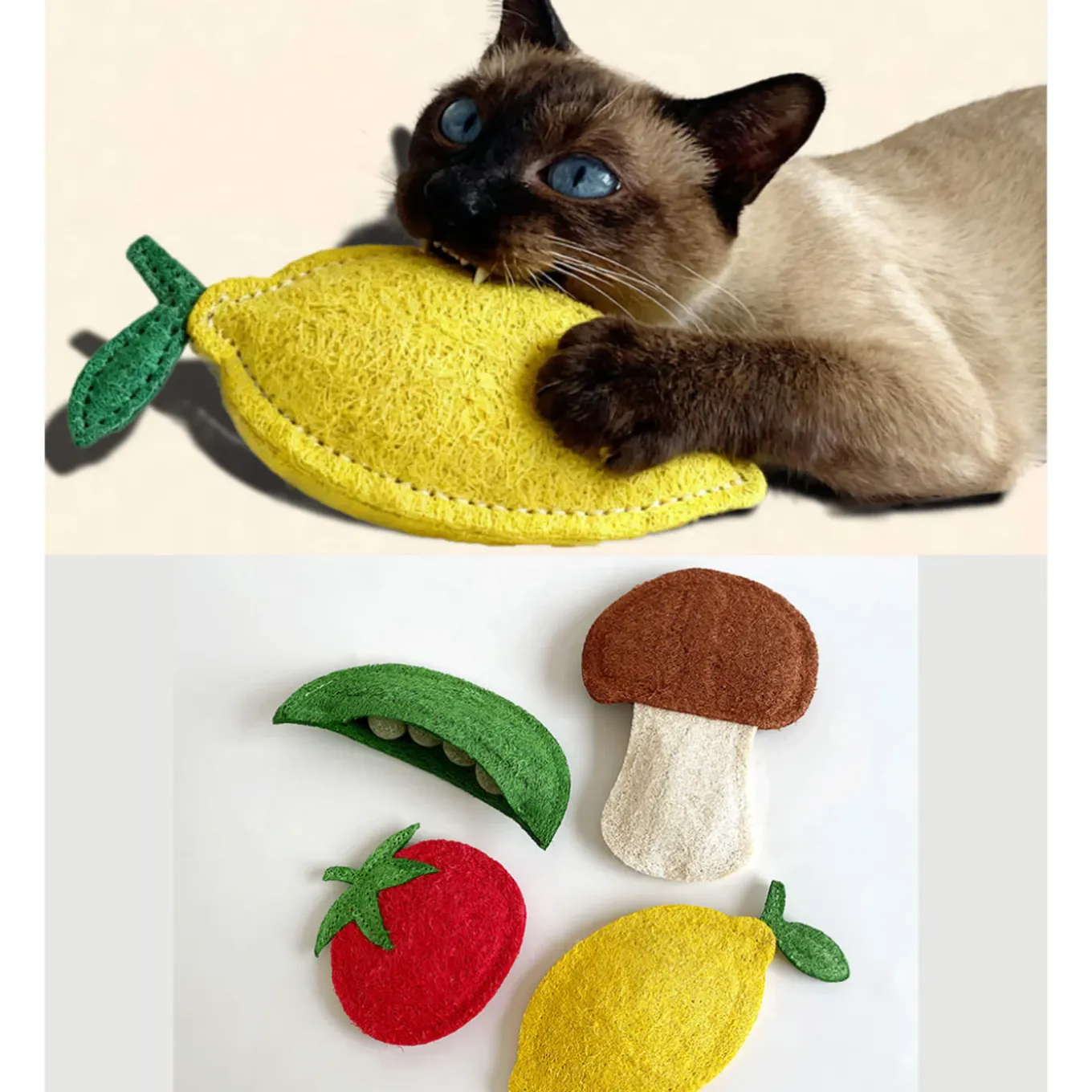 CATWANT Fruit & Veggie Loofah Cat Toys