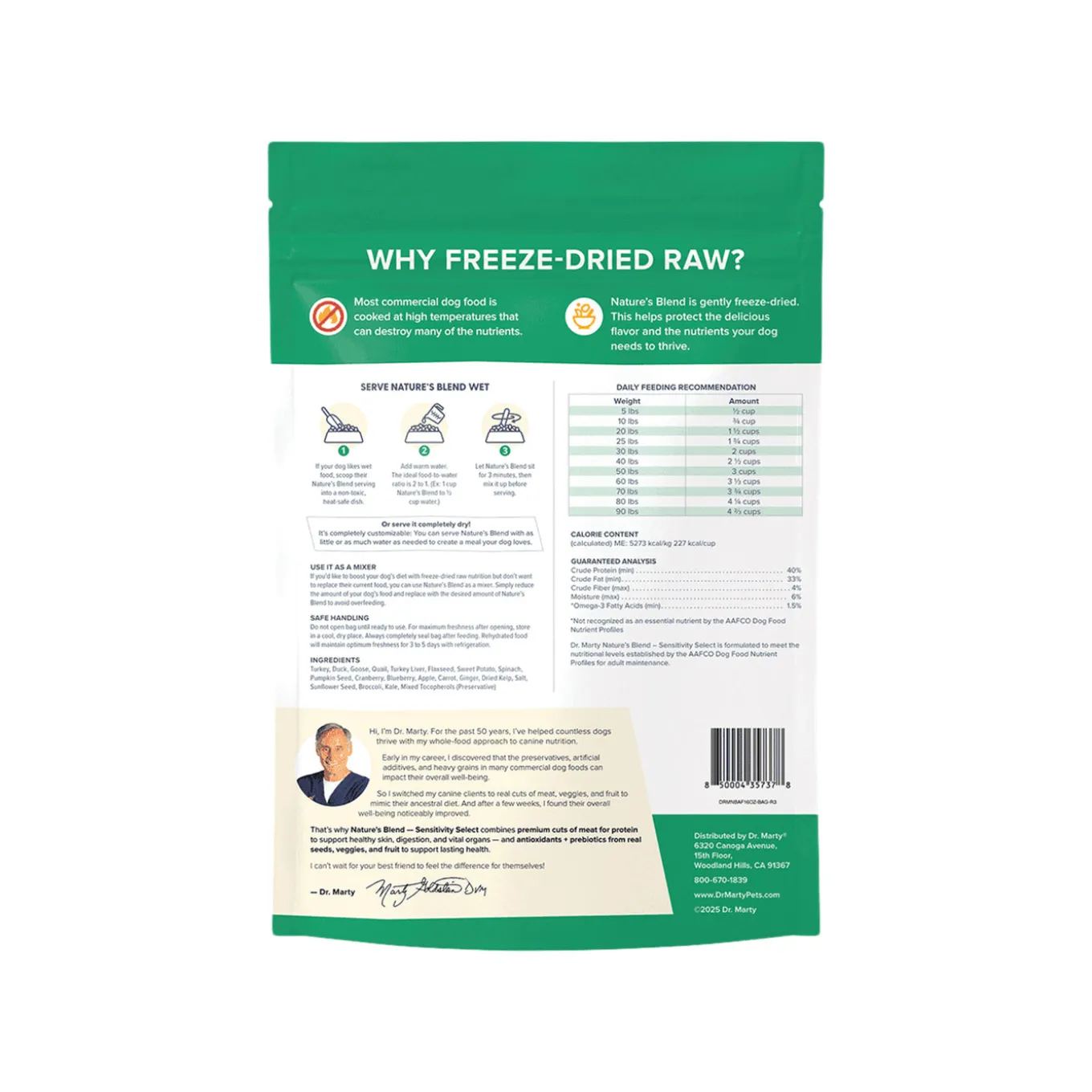 Dr. Marty Nature’s Blend Sensitivity Select Freeze Dried Dog Food