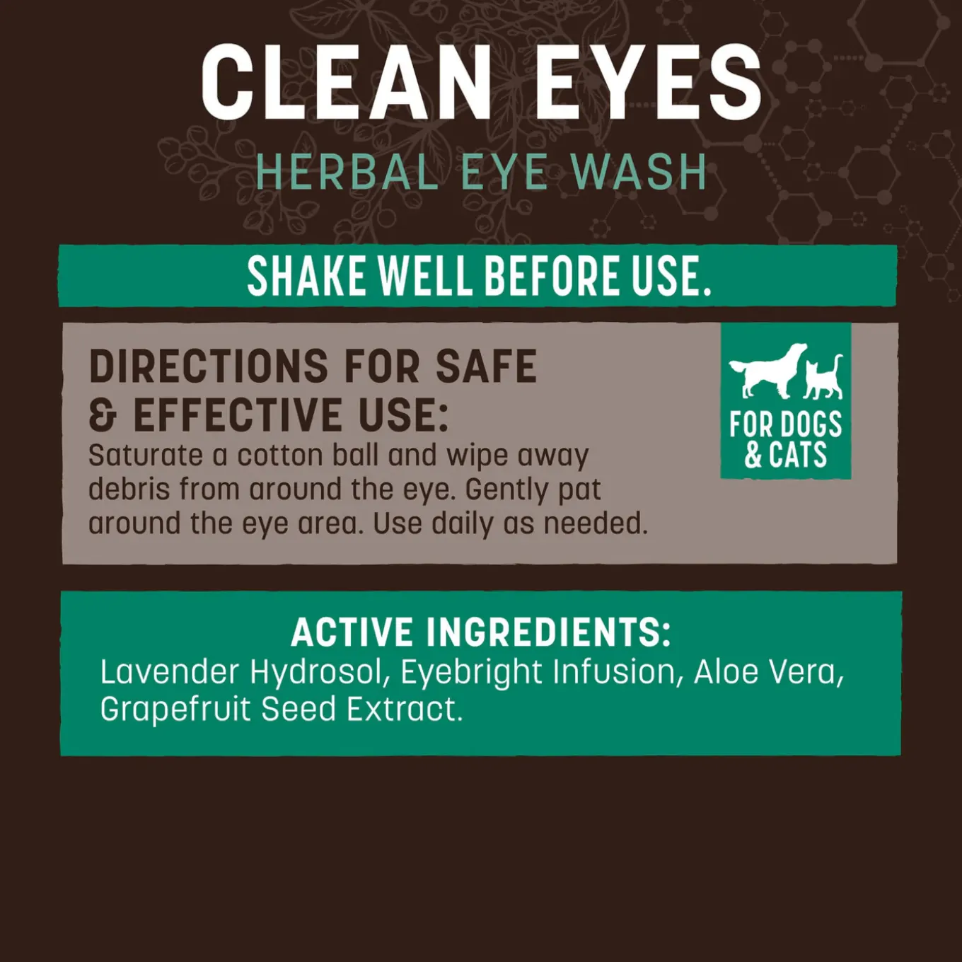 Earth Animal Herbal Topical Remedies Clean Eyes Wash for Dogs
