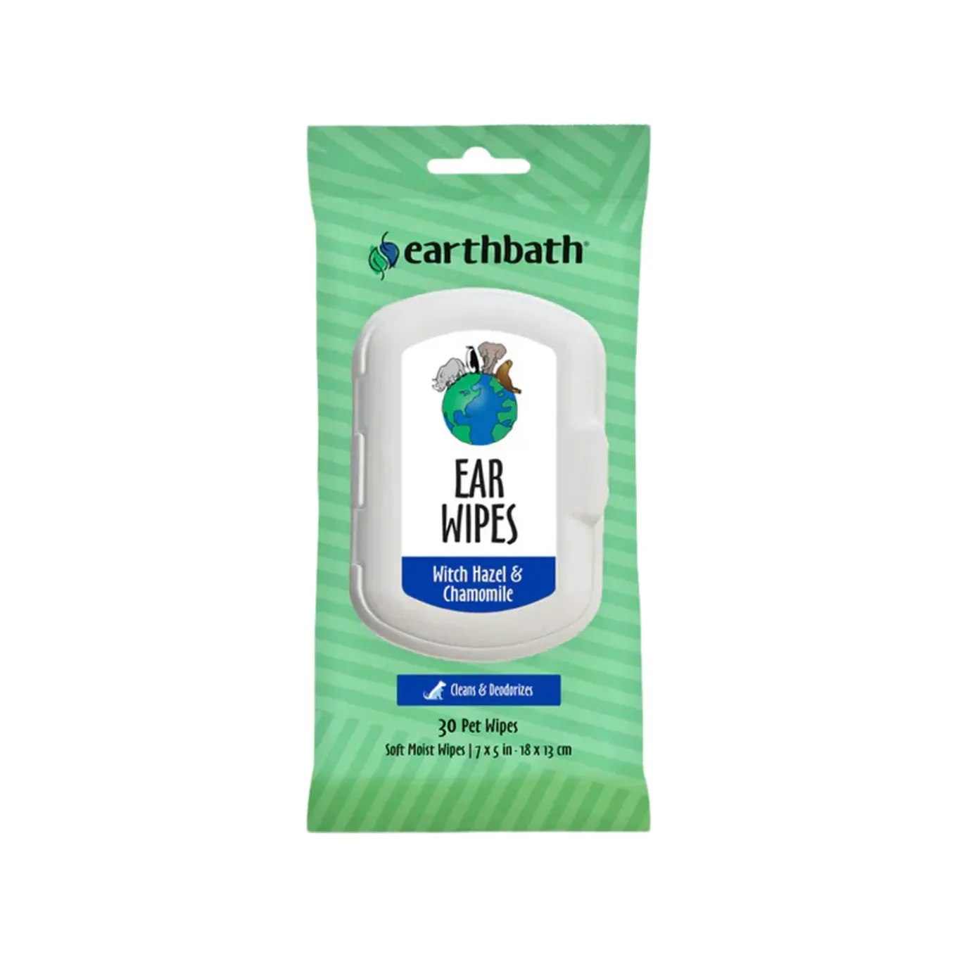 Earthbath Totally Natural Pet Care Clean & Deodorize Ear Wipes for Dogs & Cats