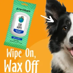 Earthbath Totally Natural Pet Care Clean & Deodorize Ear Wipes for Dogs & Cats