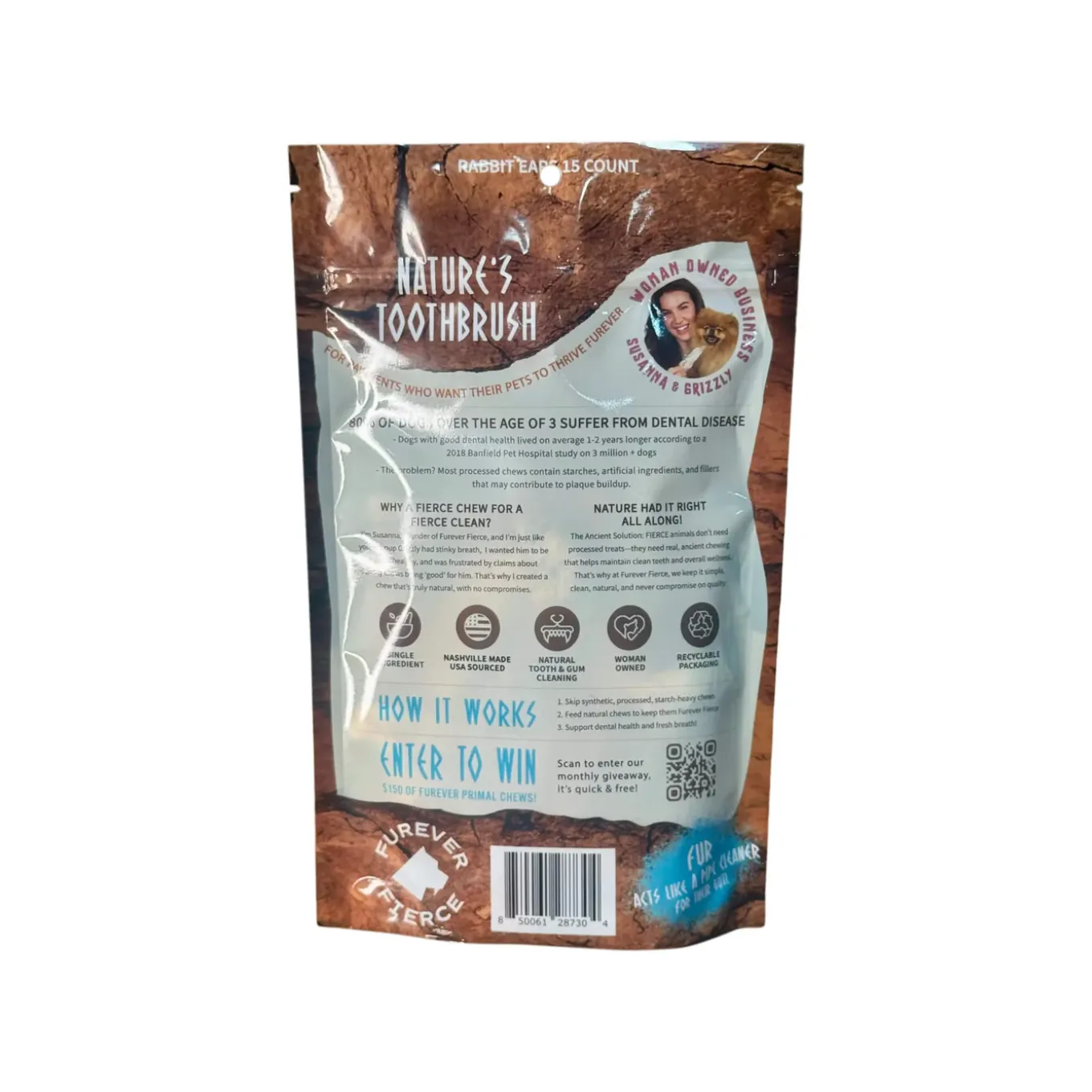 Furever Fierce Dehydrated Rabbit Ears for Dogs & Cats