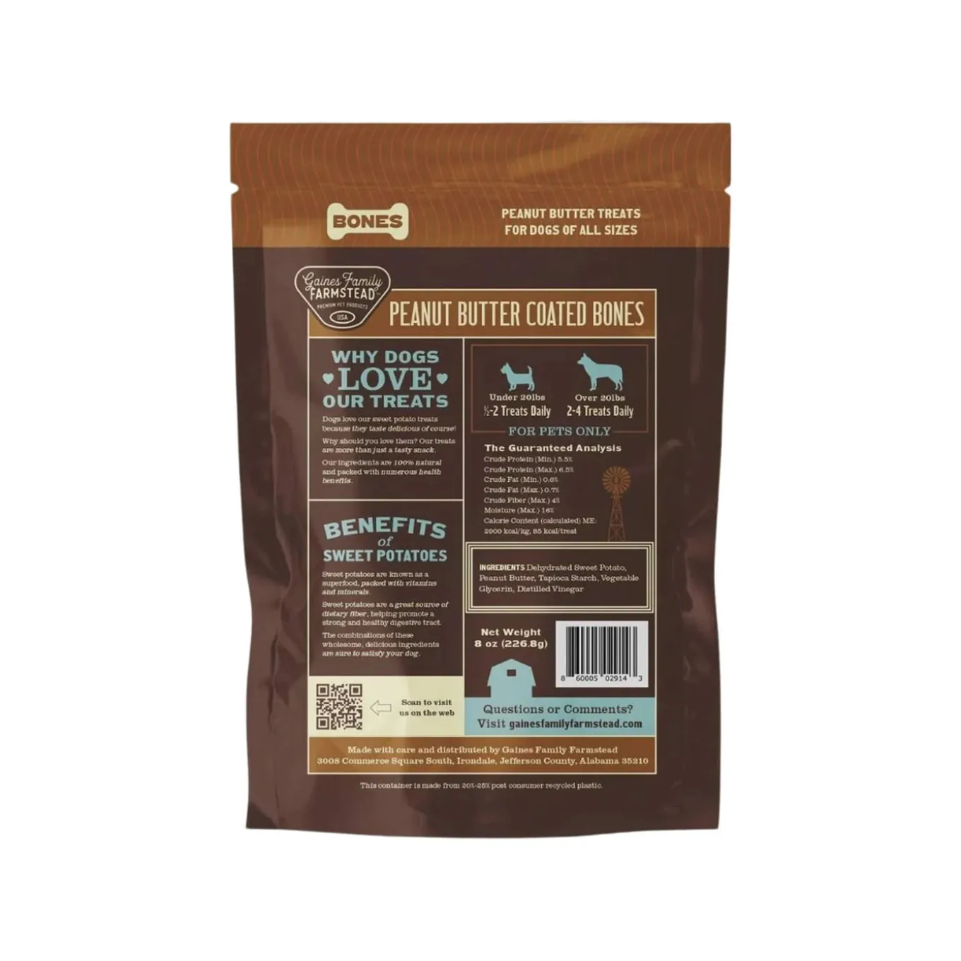 Gaines Family Farmstead Sweet Potato Bones Dog Treats