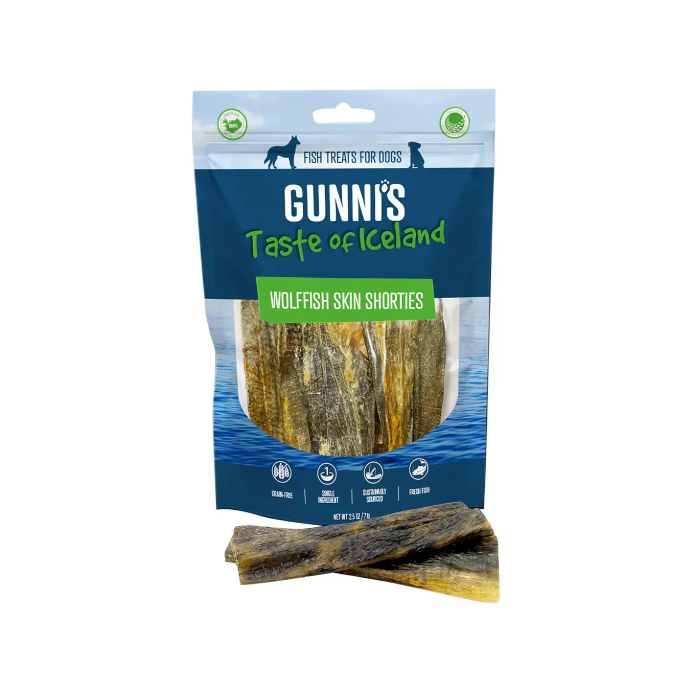 Gunni's Taste of Iceland Fish Skin Shorties Dog Treats