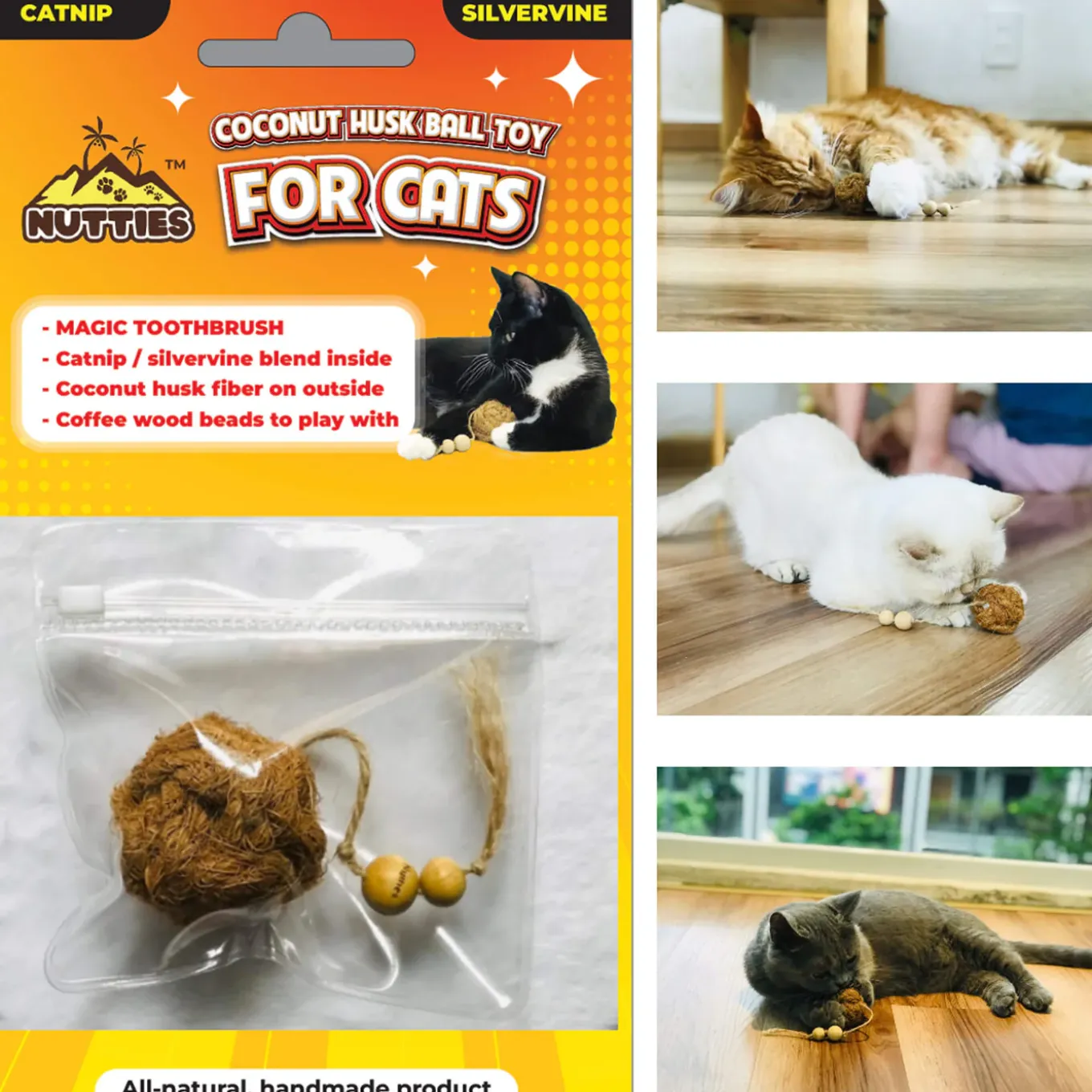 Healthy Pet World Nutties Coconut Husk Dental Cat Toy