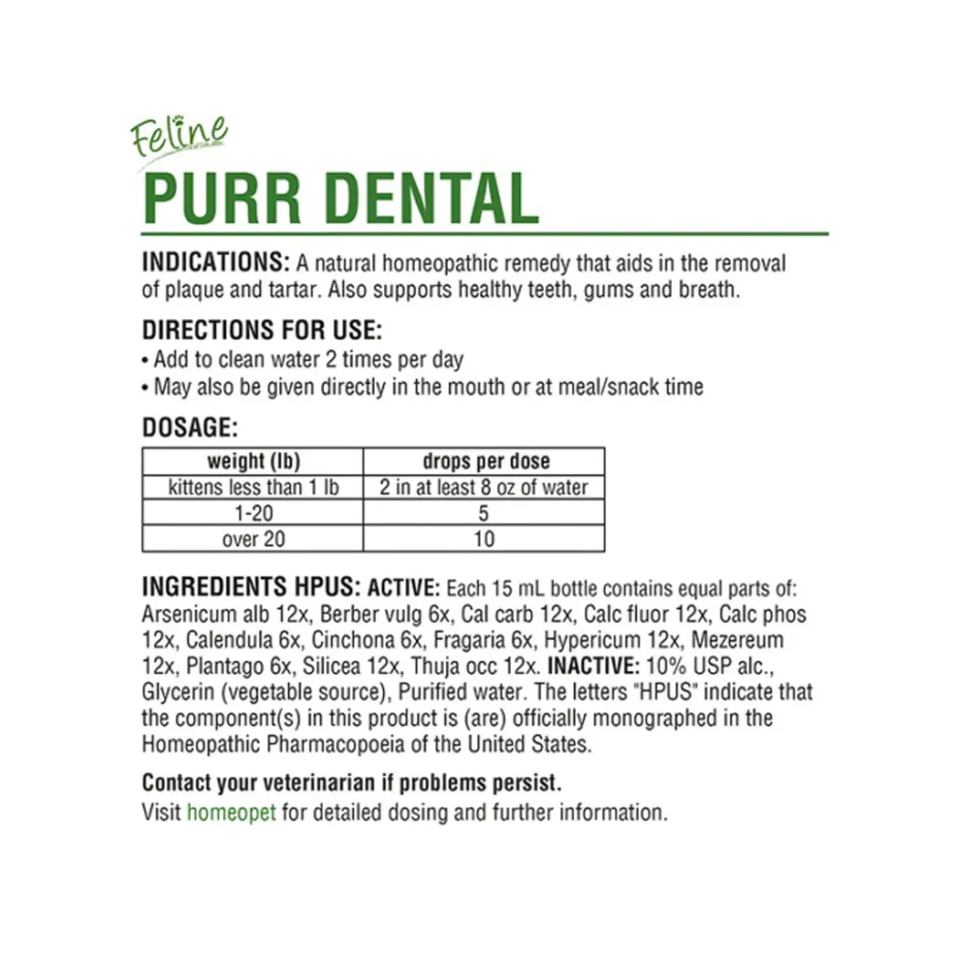 HomeoPet Feline Purr Homeopathic Dental Drops for Cats
