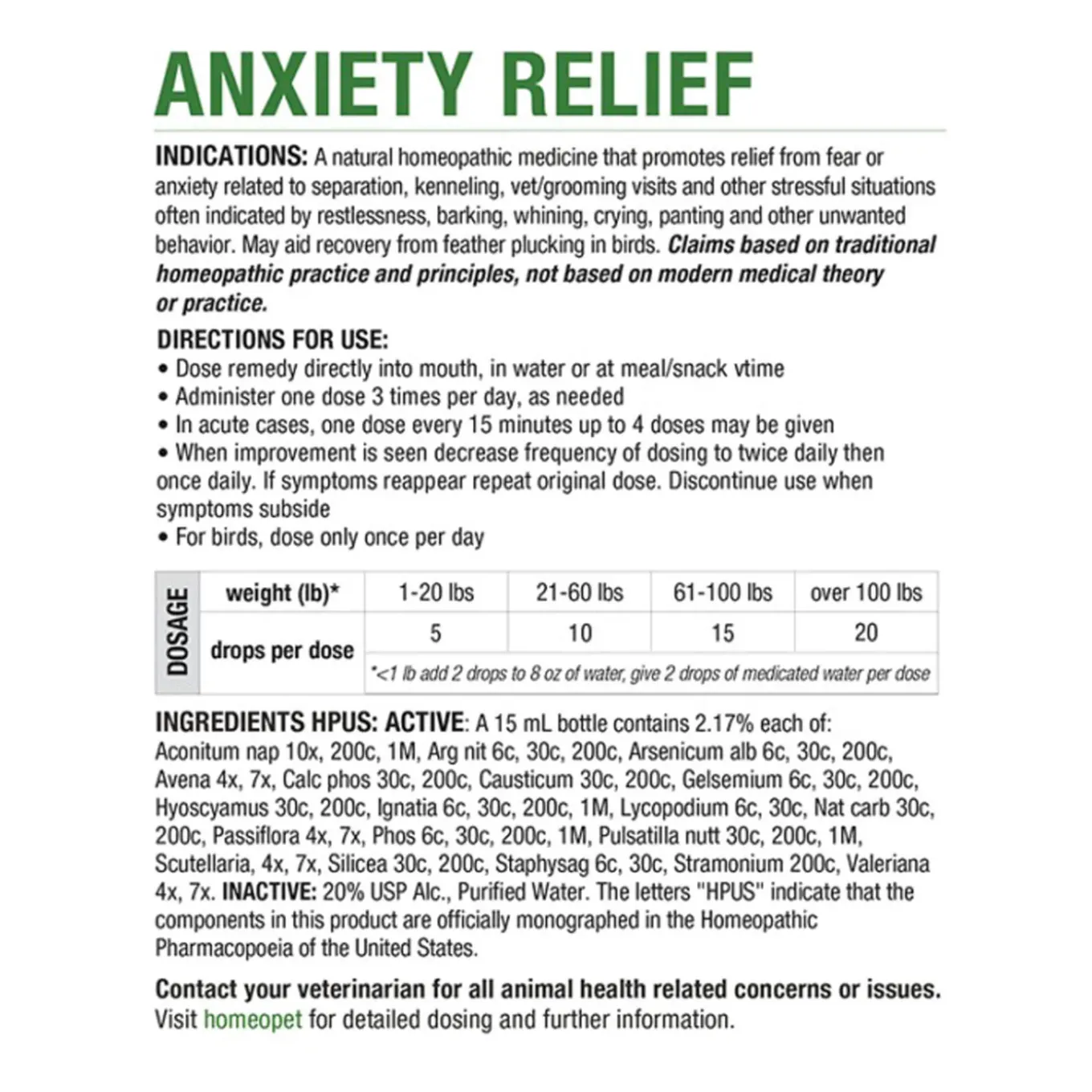 HomeoPet Homeopathic Anxiety Relief Drops for Dogs & Cats