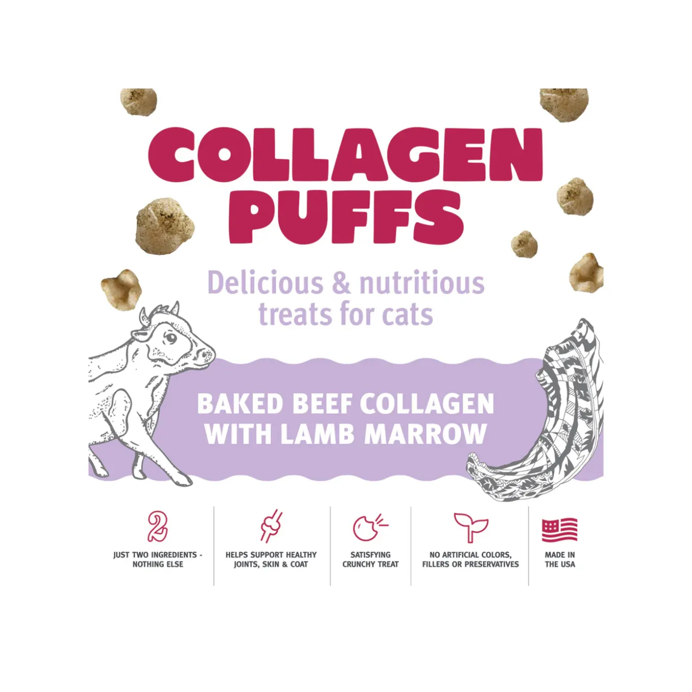 Icelandic+ Beef Collagen Mini Puffs Dehydrated Cat Treats