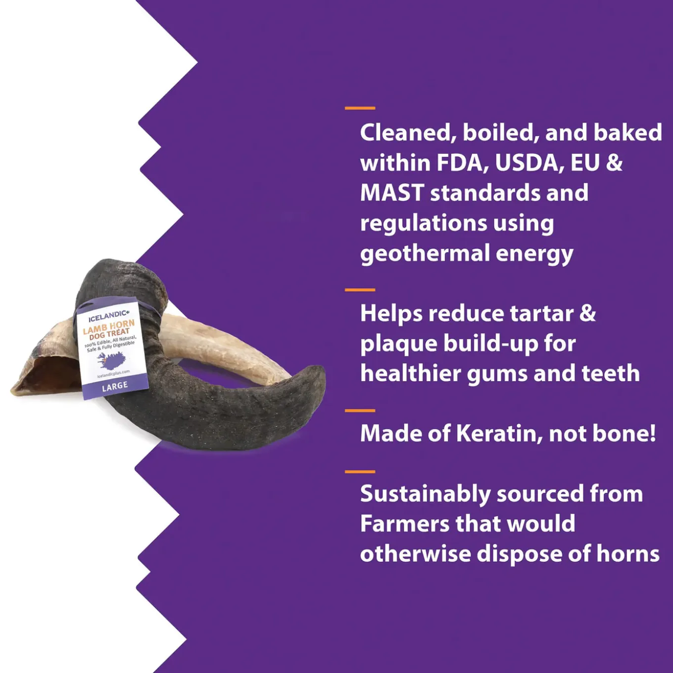 Icelandic+ Lamb Horn Dog Chew