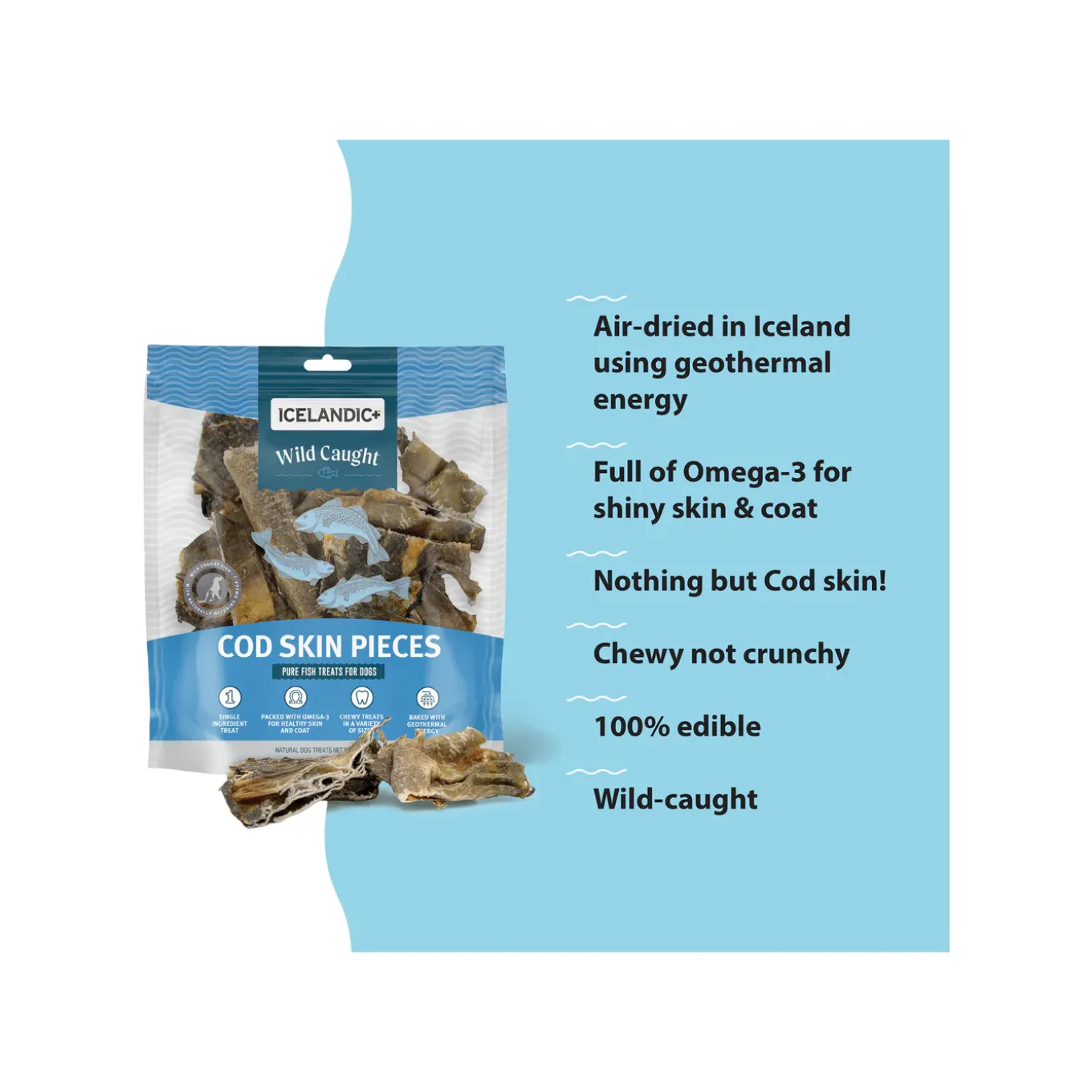 Icelandic+ Grain-Free Cod Skin Fish Chews Dog Treats