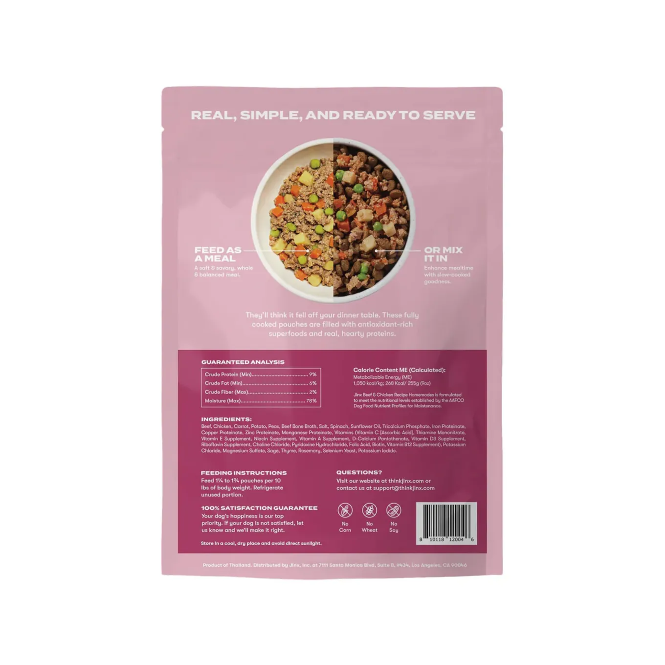 Jinx Homemades Grain Free Wet Dog Food