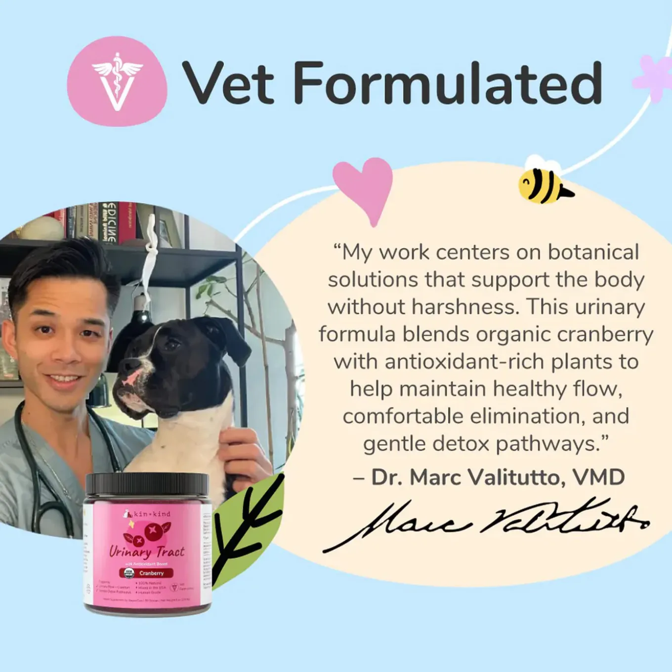 Kin + Kind Organic Urinary Tract Supplement for Cats & Dogs