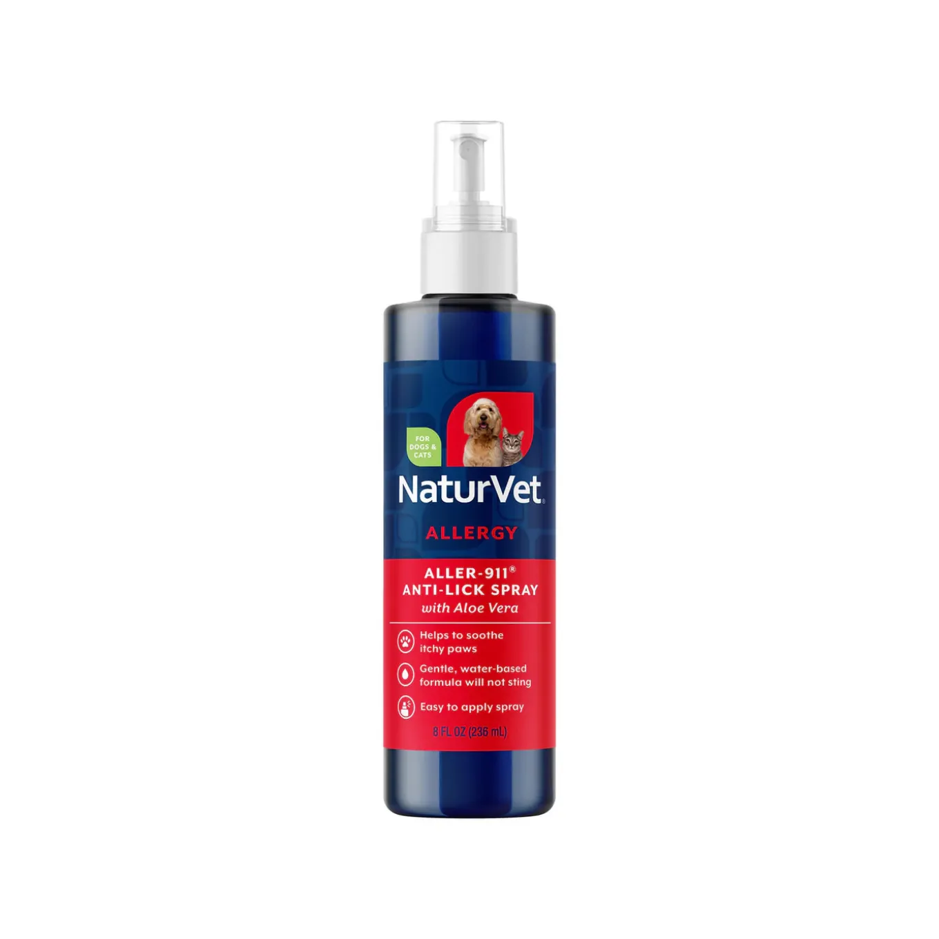 NaturVet Aller-911 Anti-Lick Allergy Aid Paw Spray for Dogs & Cats
