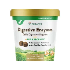 NaturVet Digestive Enzymes Daily Digestive Support Soft Chews for Dogs