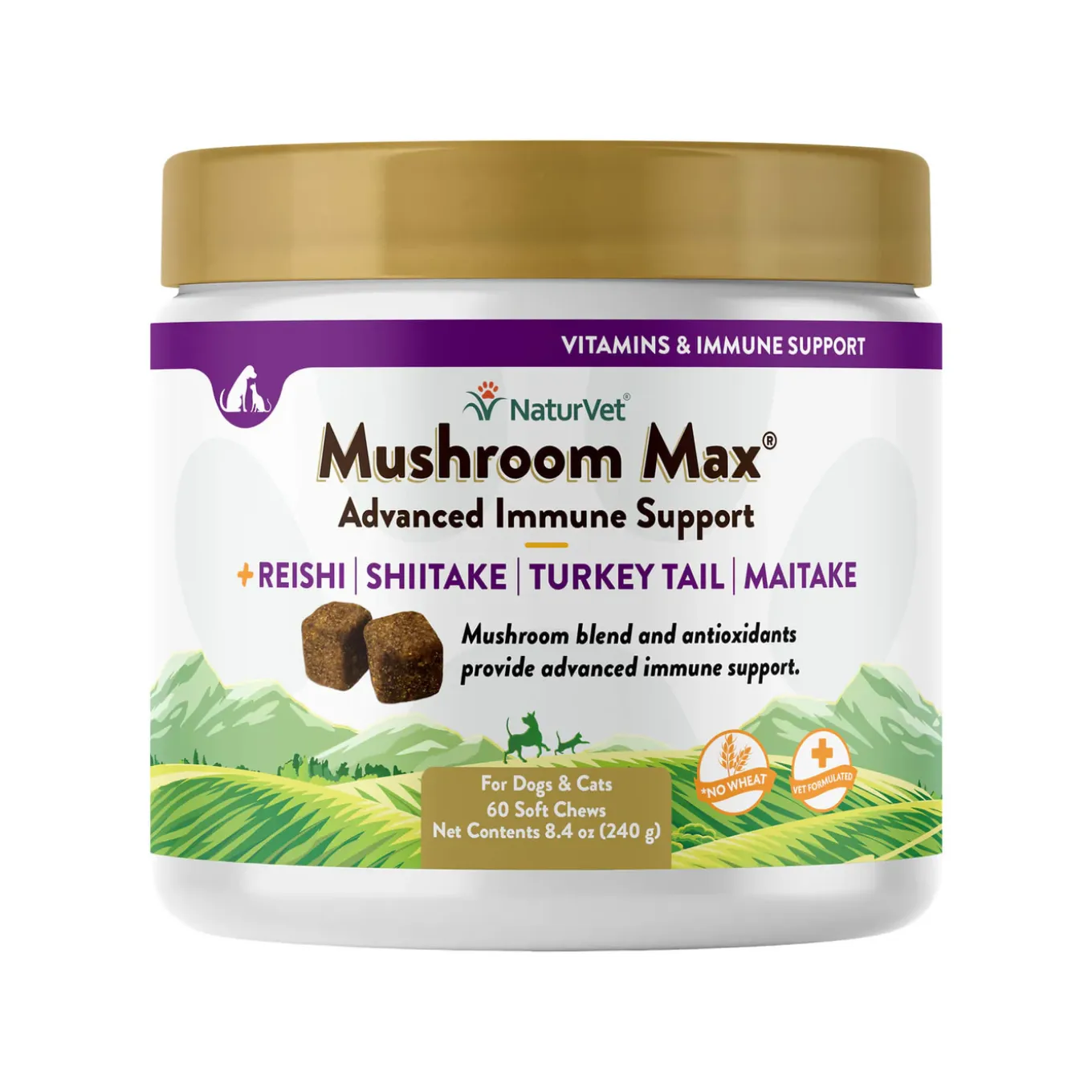 NaturVet Mushroom Max Advanced Immune Support Soft Chews for Dogs & Cats