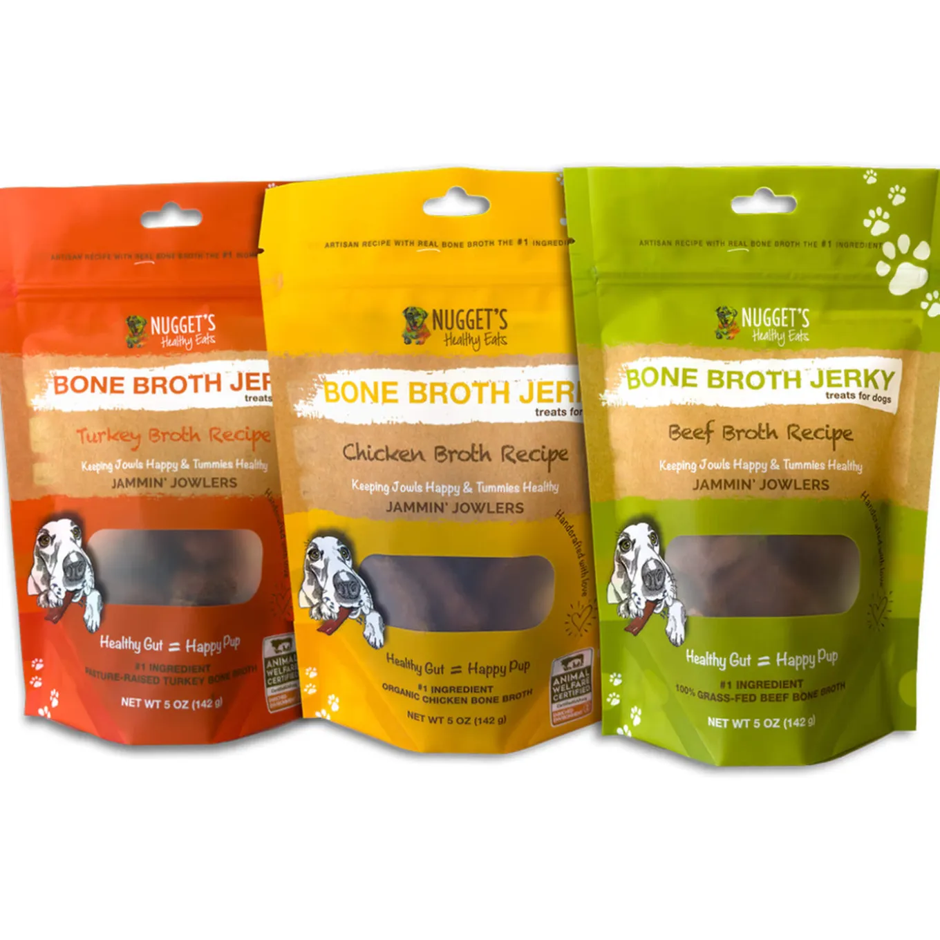 Nuggets Healthy Eats Jammin Jowlers Bone Broth Jerky Dog Treats