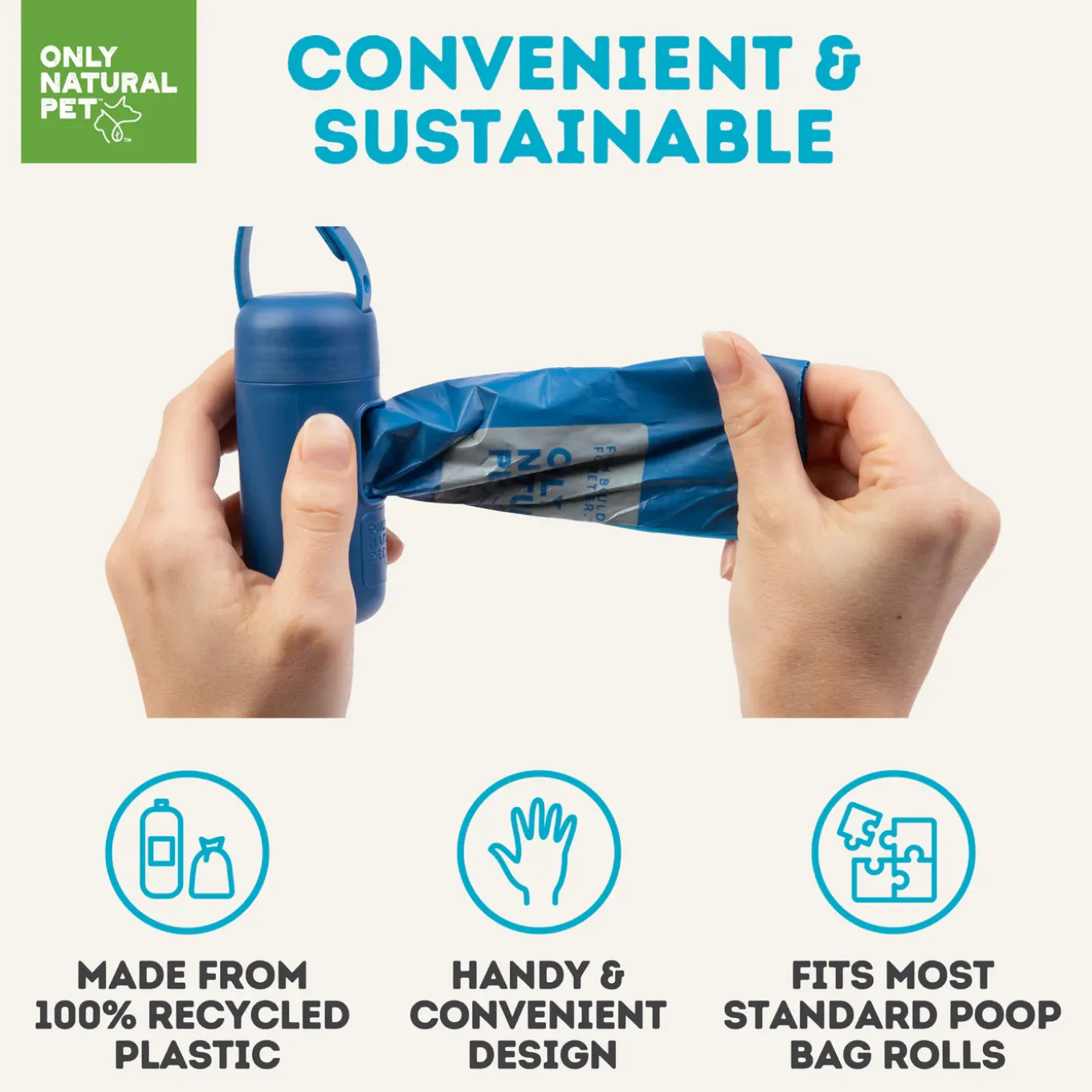 Only Natural Pet 100% Recycled Plastic Dog Poop Bag Dispenser & Waste Bags