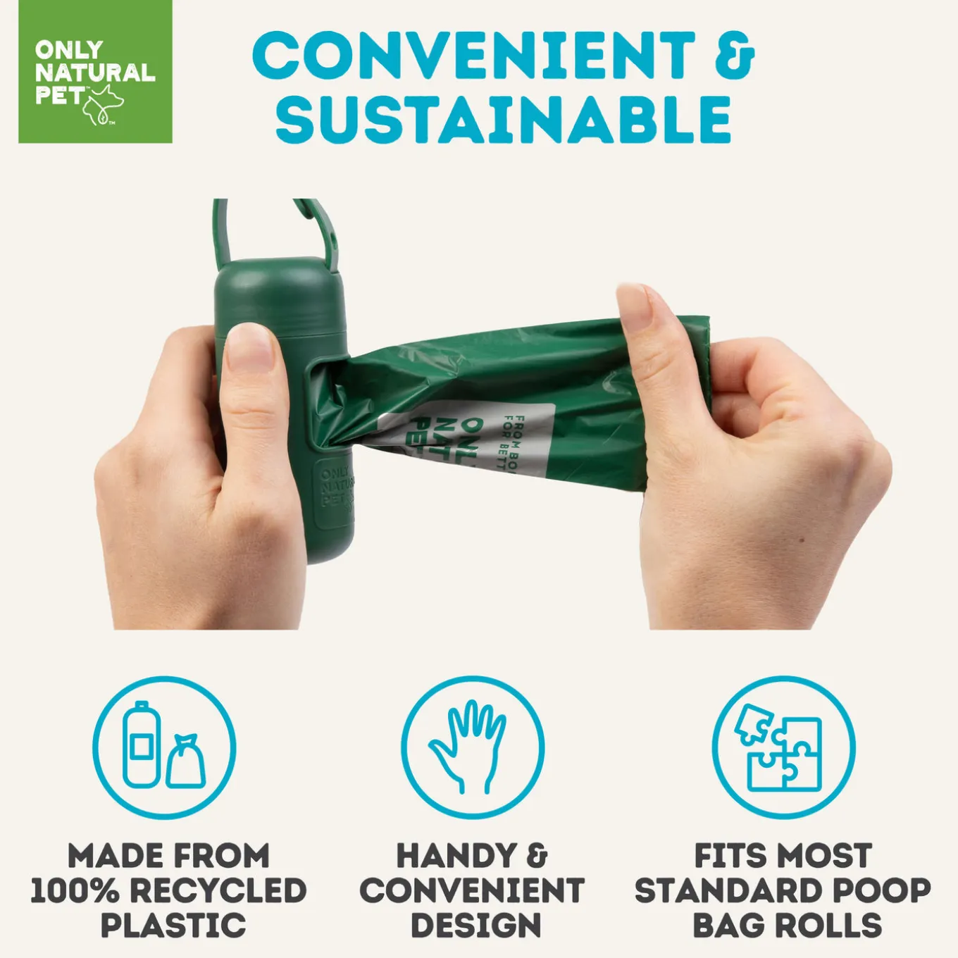 Only Natural Pet 100% Recycled Plastic Dog Poop Bag Dispenser & Waste Bags