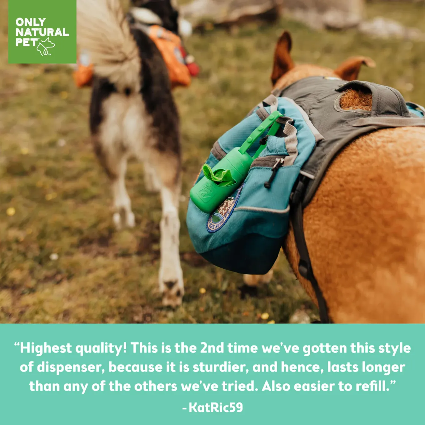 Only Natural Pet 100% Recycled Plastic Dog Poop Bag Dispenser & Waste Bags