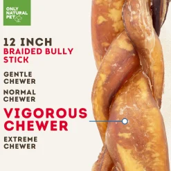 Only Natural Pet Braided Bully Sticks for Dogs
