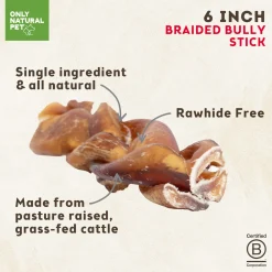 Only Natural Pet Braided Bully Sticks for Dogs
