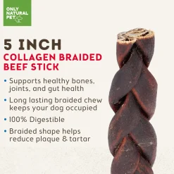 Only Natural Pet Collagen Braided Beef Stick 5 Inch Dog Chew