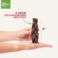 Only Natural Pet Collagen Braided Beef Stick 5 Inch Dog Chew