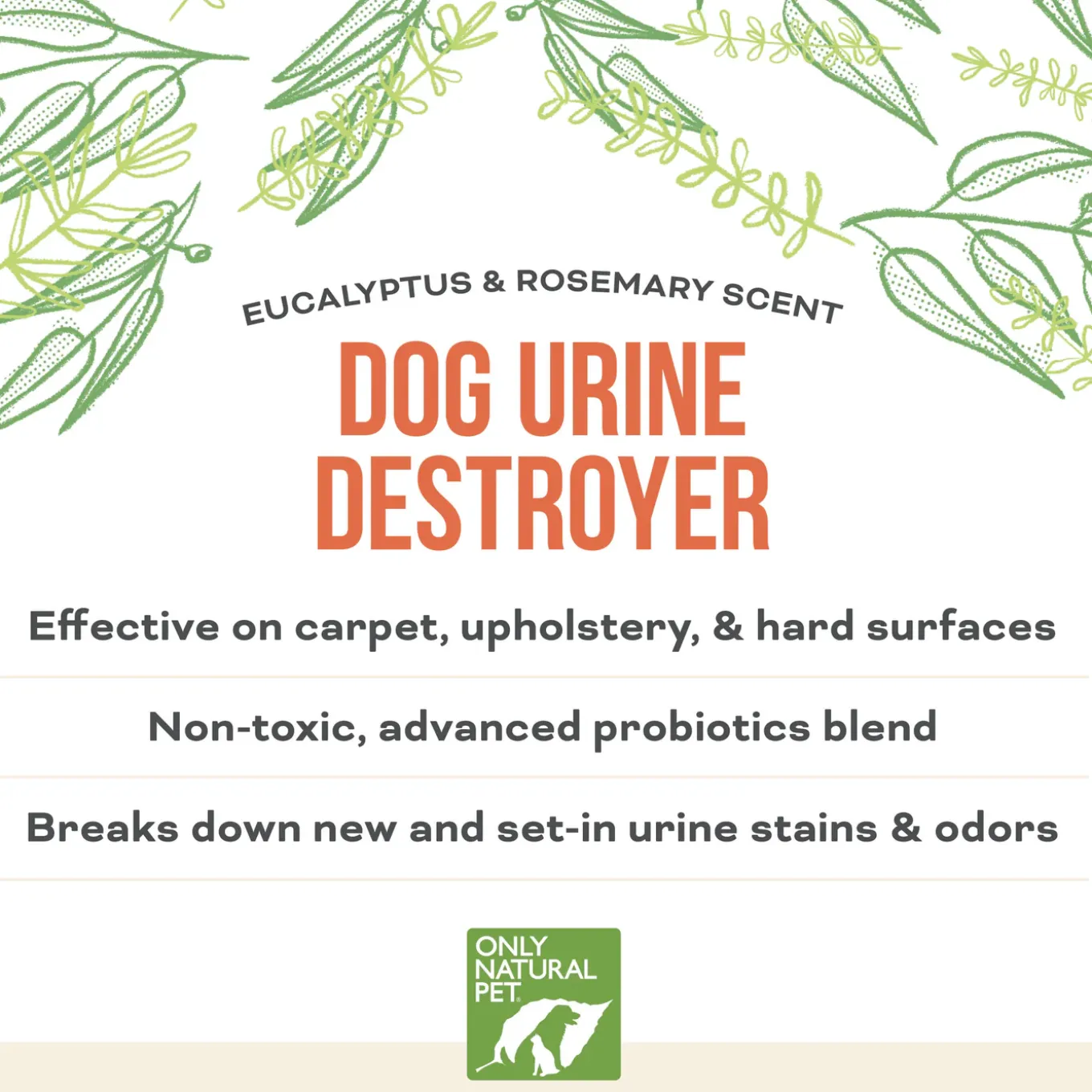 Only Natural Pet Dog Urine Stain & Odor Destroyer Probiotic Spray for Dogs 32 oz