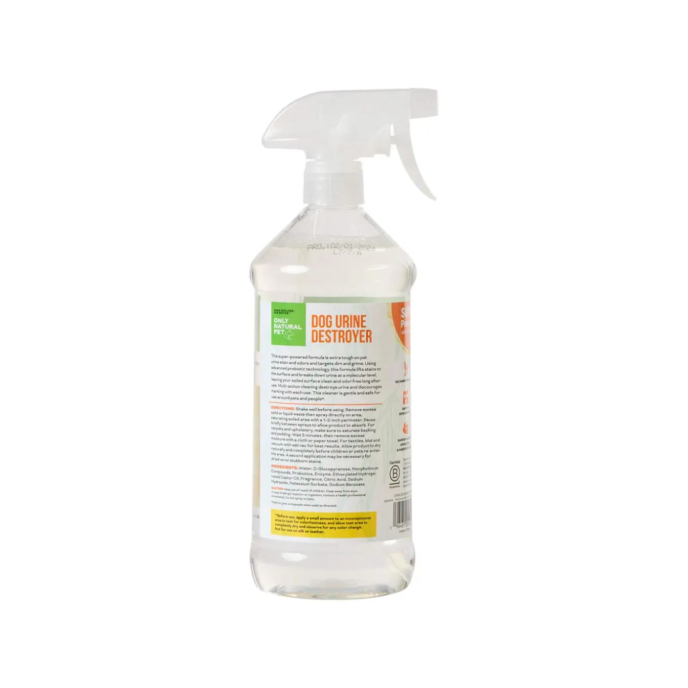 Only Natural Pet Dog Urine Stain & Odor Destroyer Probiotic Spray for Dogs 32 oz