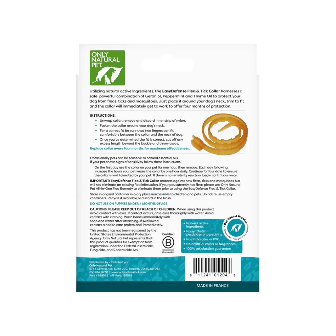 Only Natural Pet EasyDefense Flea & Tick Collar for Dogs