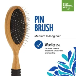 Only Natural Pet Pin Brush with Bamboo Handle for Dogs
