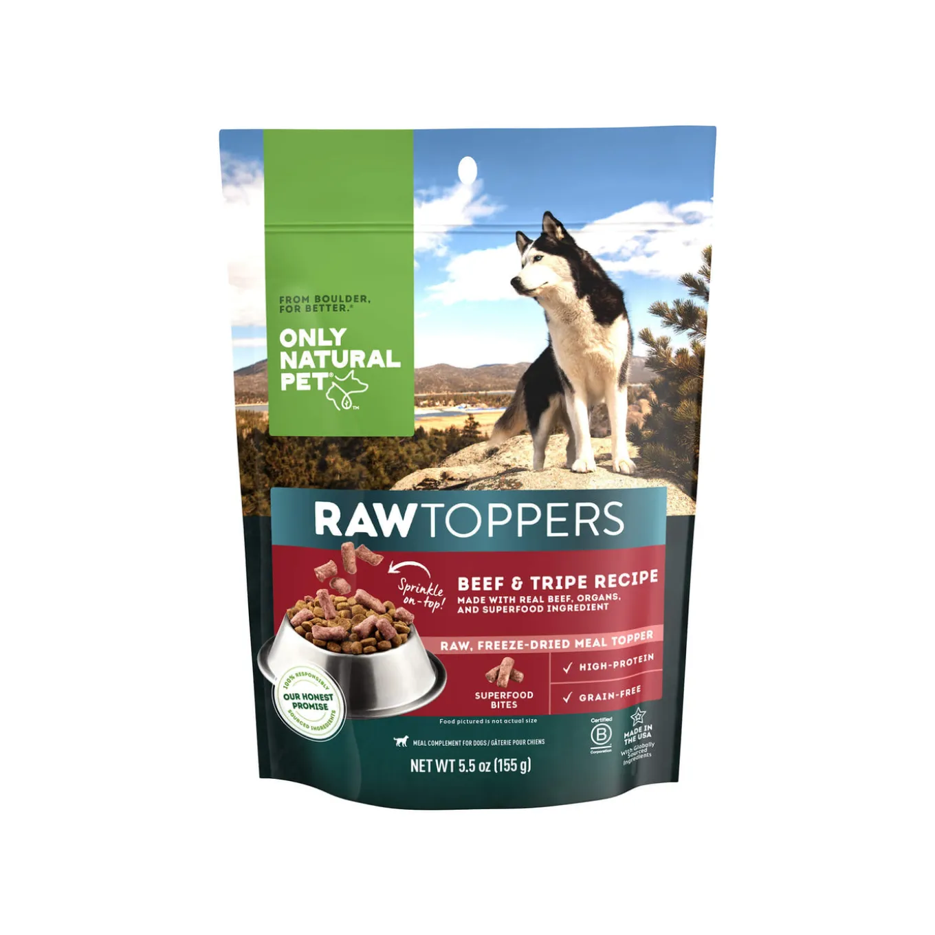 Only Natural Pet Raw Toppers Freeze-Dried Recipe Meal Topper for Dogs