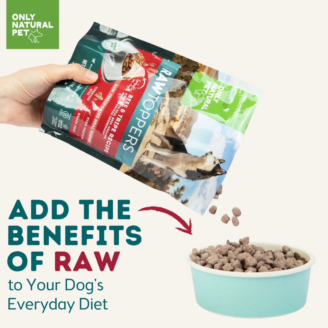 Only Natural Pet Raw Toppers Freeze-Dried Recipe Meal Topper for Dogs