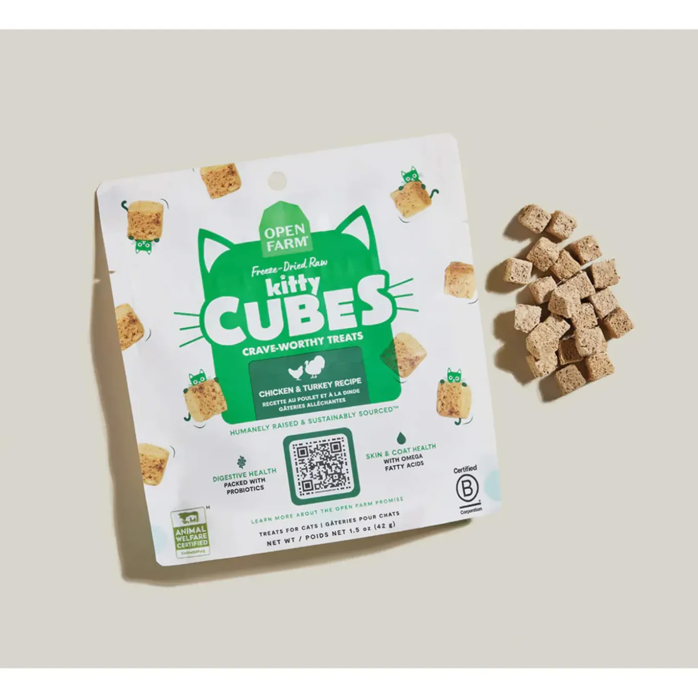 Open Farm Freeze Dried Raw Kitty Cubes Cat Treats 1.5 oz
