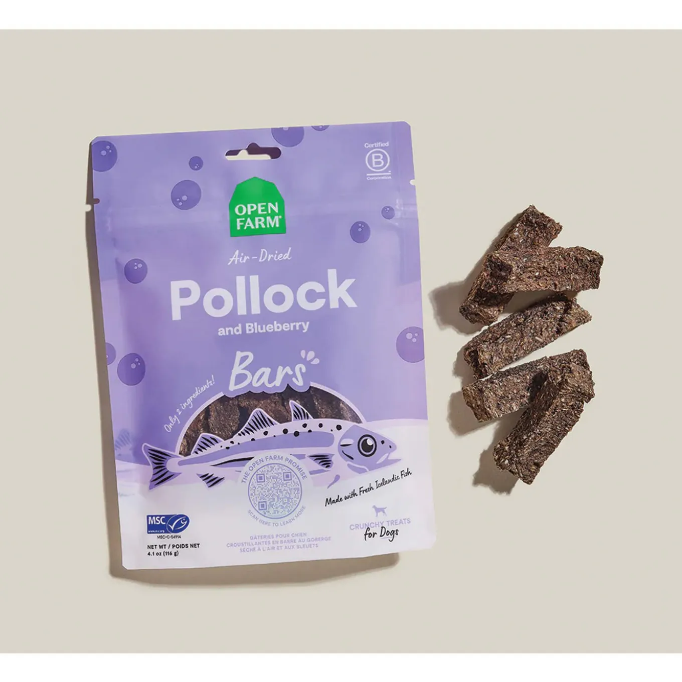 Open Farm Icelandic Air Dried Dog Treat Bars 4.1 oz
