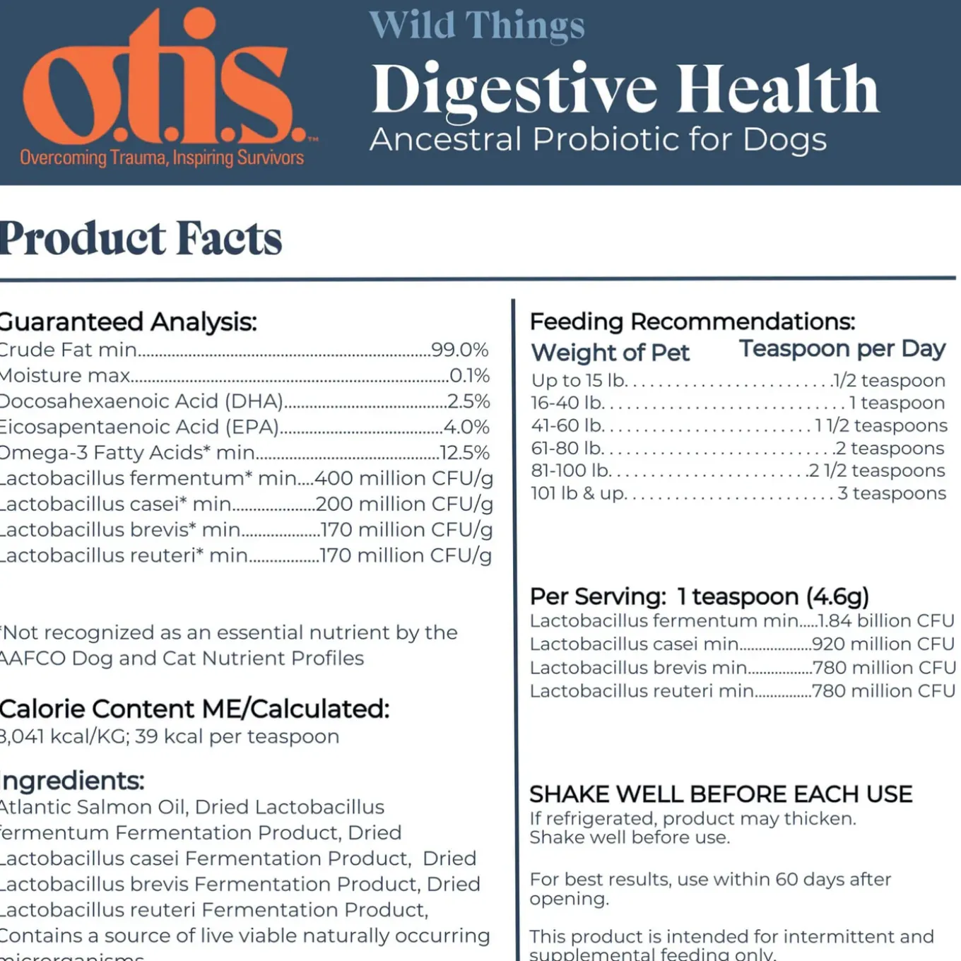 O.T.I.S. Wild Things Digestive Health Liquid Supplement for Dogs