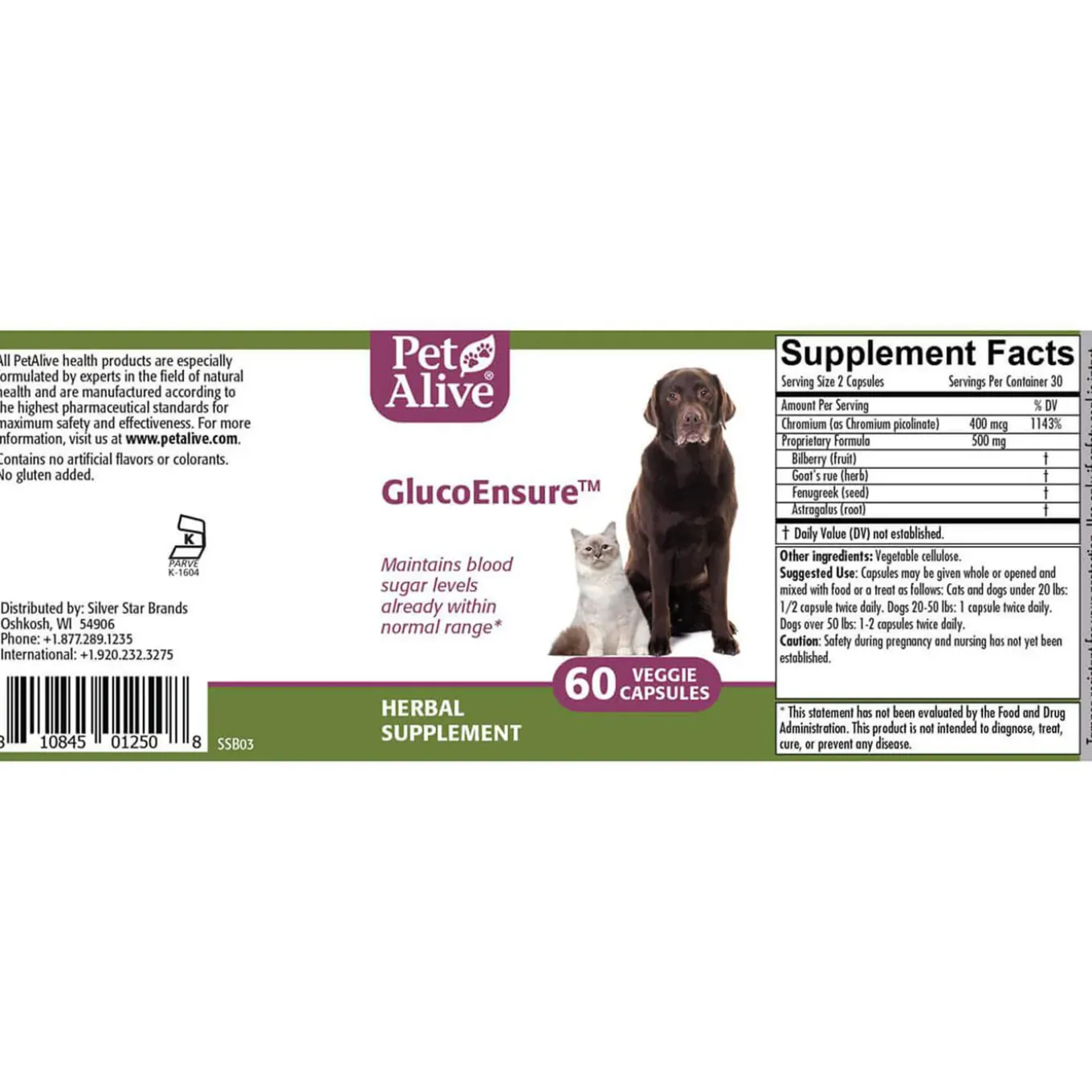 PetAlive GlucoEnsure Herbal Blood Sugar Support for Dogs & Cats