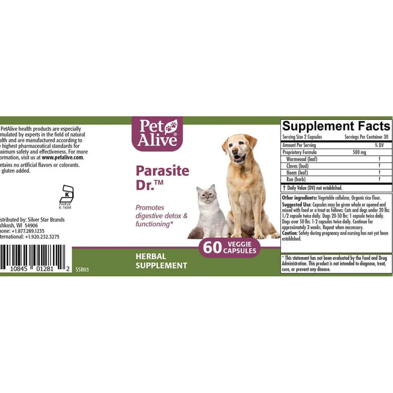 PetAlive Parasite Dr Herbal Supplement for Dogs & Cats