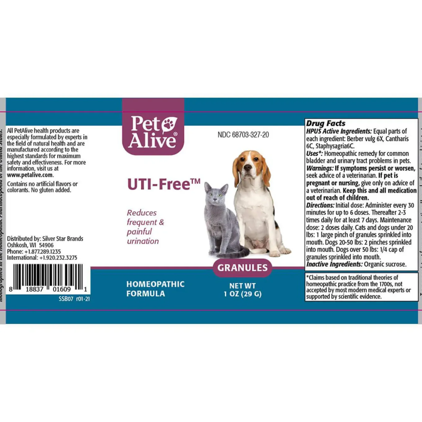 PetAlive UTI-Free Homeopathic Remedy for Dogs & Cats
